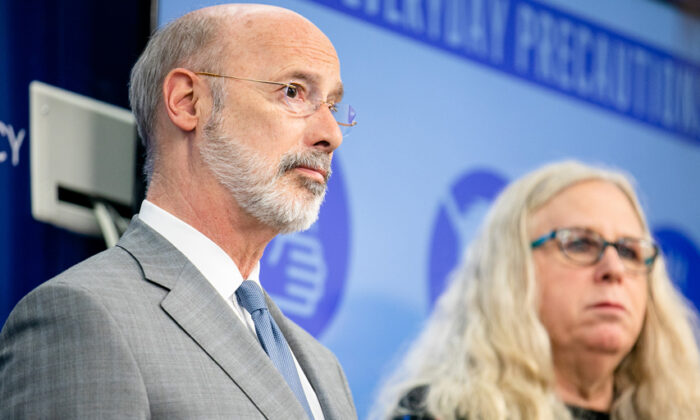 Pennsylvania Gov. Tom Wolf (L) and Secretary of Health Dr. Rachel Levine, in a file photo. (Office of the Governor)