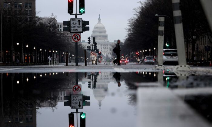 Pennsylvania Avenue, normally filled with commuters during morning rush hour, is shown nearly empty due to the impacts of coronavirus in Washington on March 19, 2020. (Win McNamee/Getty Images)