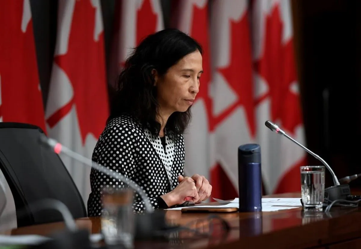 Chief Public Health Officer of Canada Dr. Theresa Tam listens to questions at a press conference on COVID-19 at West Block on Parliament Hill in Ottawa, on March 24, 2020. Officials are warning equipment shortfalls, lack of screening and outbreaks in confined settings are placing Canada's most vulnerable residents at growing risk of exposure to the COVID-19 pandemics. (Justin Tang/The Canadian Press)