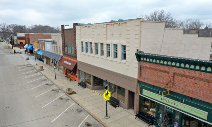 A normally busy Main Street is deserted as the small businesses that line the business district remain closed after the governor instituted a shelter-in-place order in an attempt to curtail the spread of COVID-19 in Rockton, Ill., on March 24, 2020. (Scott Olson/Getty Images)