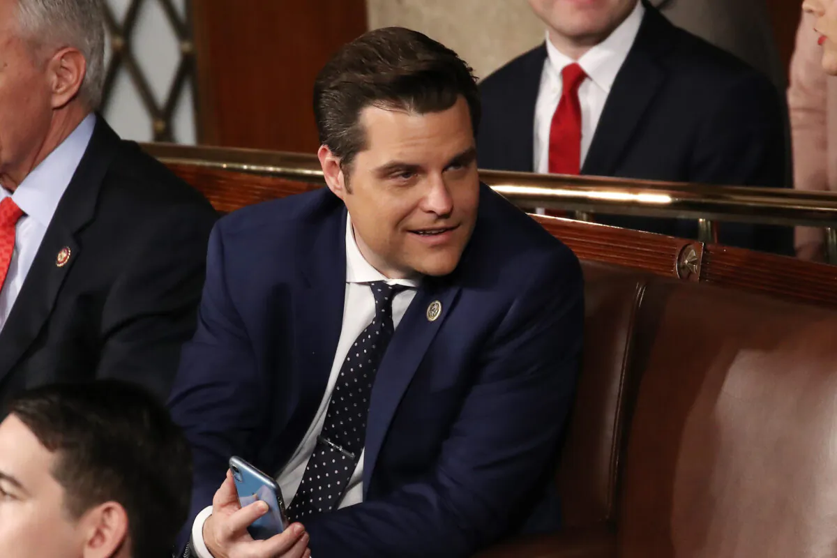 Rep. Matt Gaetz (R-FL) awaits the State of the Union address in the chamber of the U.S. House of Representatives in Washington, DC on February 04, 2020. (Drew Angerer/Getty Images)