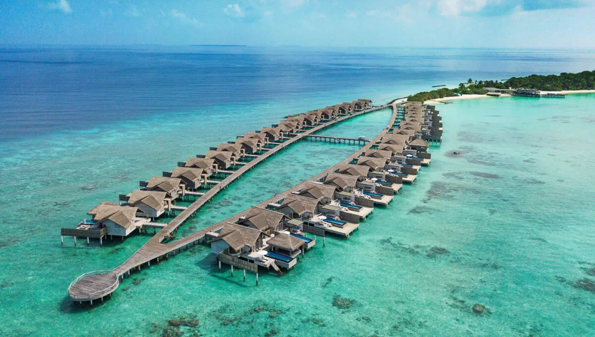 An aerial view of the Fairmont Sirru Fen Fushi. (Courtesy of Fairmont)