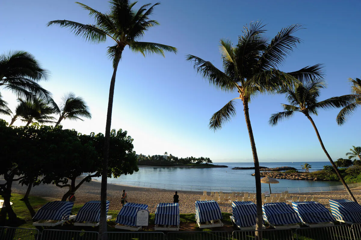 Security patrols the beach during the Asia-Pacific Economic Cooperation (APEC) summit on Nov. 13, 2011 in Ko Olina, Hawaii. (Kevork Djansezian/Getty Images)