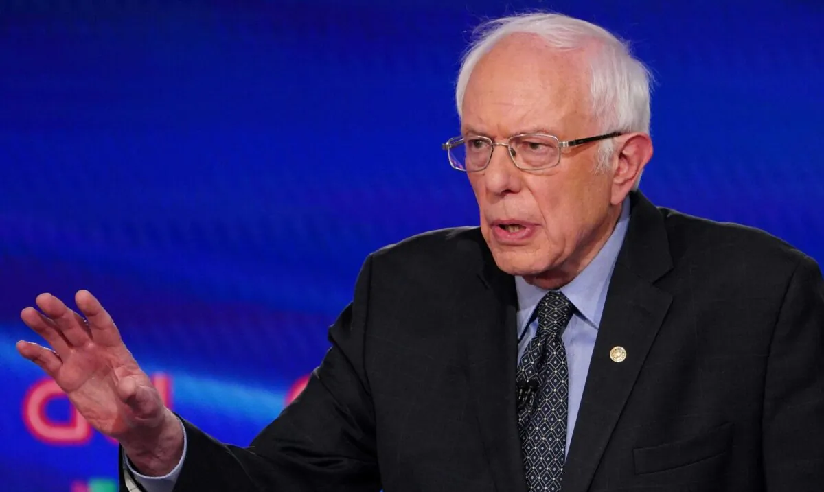 Democratic presidential candidate Sen. Bernie Sanders of Vermont speaks during the 11th Democratic Party 2020 presidential debate in Washington on March 15, 2020. (Mandel Ngan/AFP via Getty Images)