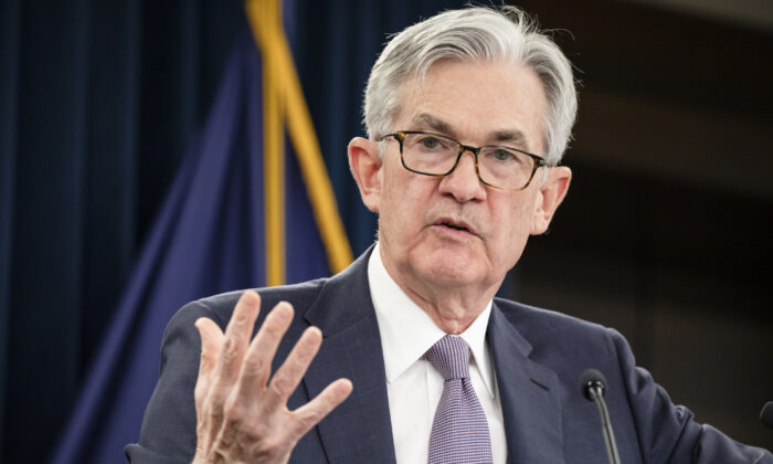 Federal Reserve Chair Jerome Powell speaks at a press conference in Washington on Jan. 29, 2020. (Samuel Corum/Getty Images)