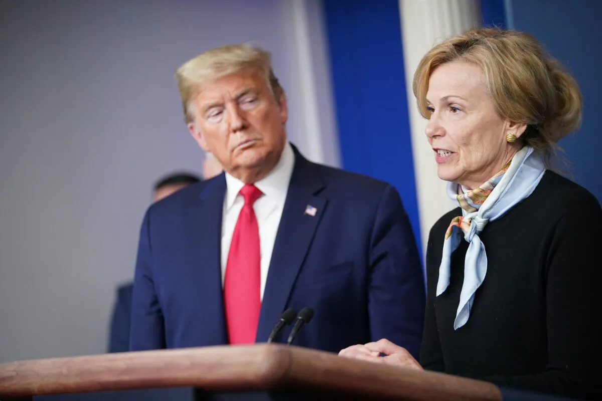 Response coordinator for White House Coronavirus Task Force Deborah Birx speaks during the daily briefing on the CCP virus at the White House in a March 24, 2020, file photograph. (Mandel Ngan/AFP via Getty Images)