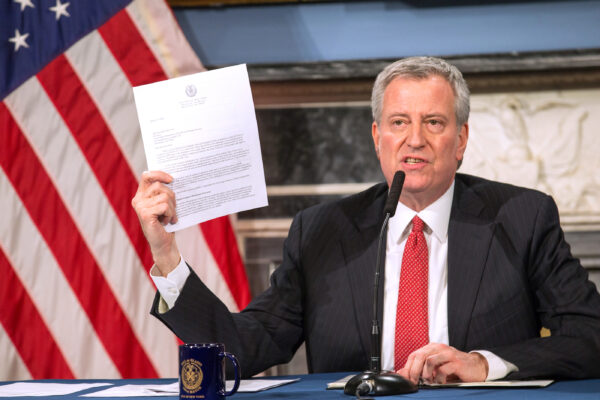 New York Mayor Bill De Blasio Holds Press Conference On Coronavirus Response