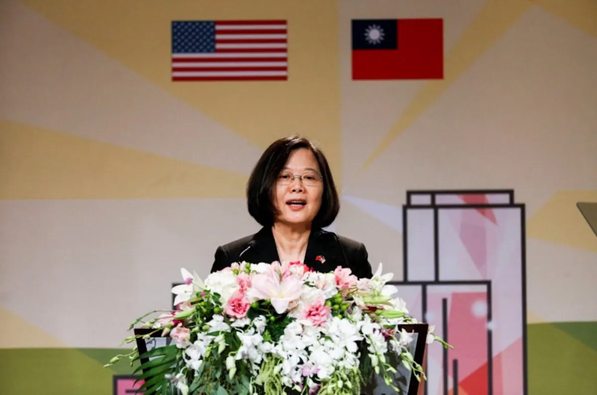 Taiwanese President Tsai Ing-wen speaks at the Los Angeles Overseas Chinese Banquet during a visit in Los Angeles, California, U.S., on Aug. 12, 2018. (Ringo Chiu/Reuters)