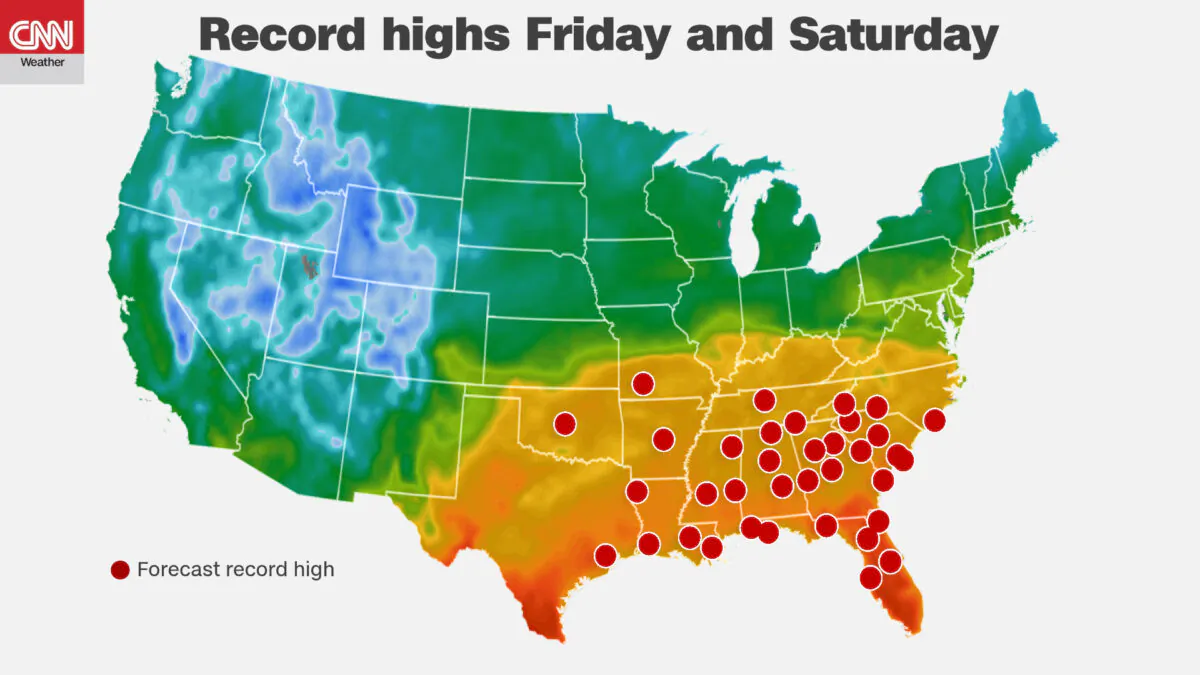 The weather on Friday, March 27, 2020. (Courtesy of CNN Weather)