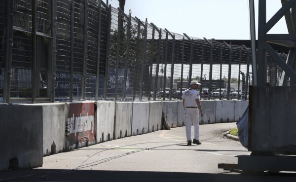 The track is void of cars after the news that the Grand Prix of St. Petersburg is canceled