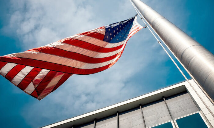 Photo of Boy Praying Alone in Front of Flagpole for First Amendment ...