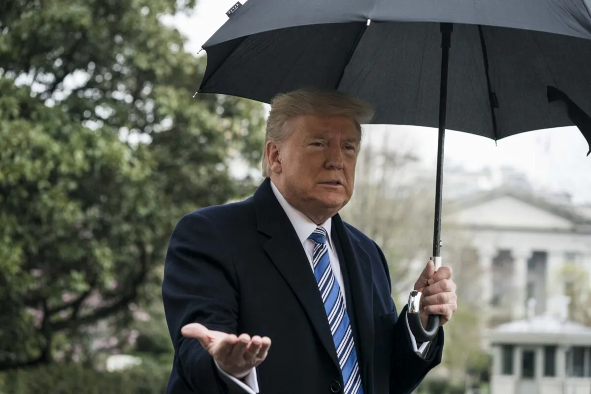 President Donald Trump departs for the Naval Station Norfolk from the White House in Washington, DC, on March 28, 2020. (Sarah Silbiger/Getty Images)