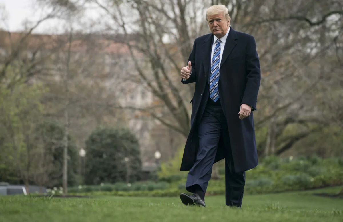 President Donald Trump returns from the Naval Station Norfolk to the White House in Washington, DC, on March 28, 2020. (Sarah Silbiger/Getty Images)