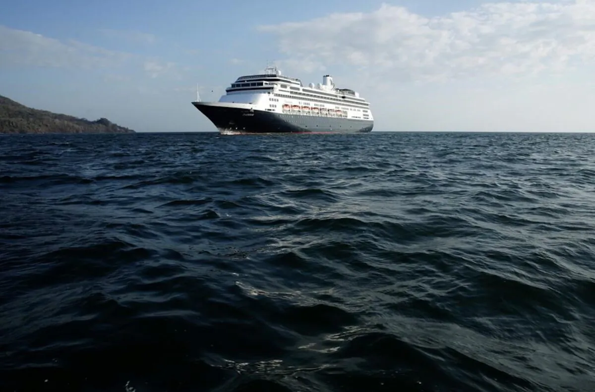 The Zaandam cruise ship is anchored in the bay of Panama City, on March 27, 2020.(Arnulfo Franco)