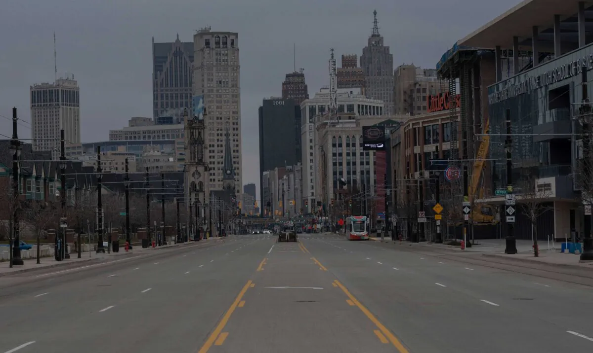 Streets in Detroit, Mich., nearly empty on March 24, 2020. (Seth Herald/AFP via Getty Images)