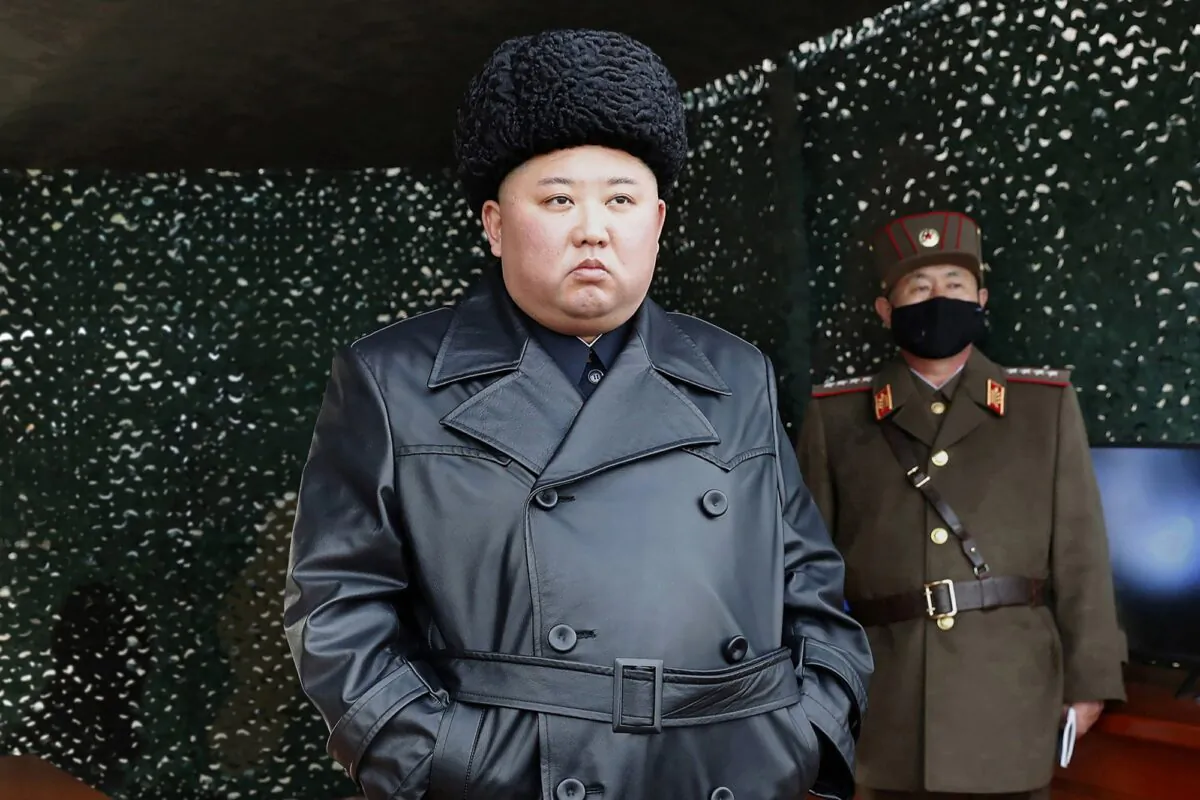 North Korean leader Kim Jong Un inspects a military drill at undisclosed location in North Korea on March 2, 2020. (Korean Central News Agency/Korea News Service via AP)