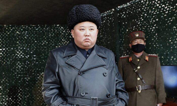 North Korean leader Kim Jong Un inspects a military drill at undisclosed location in North Korea on March 2, 2020. (Korean Central News Agency/Korea News Service via AP)