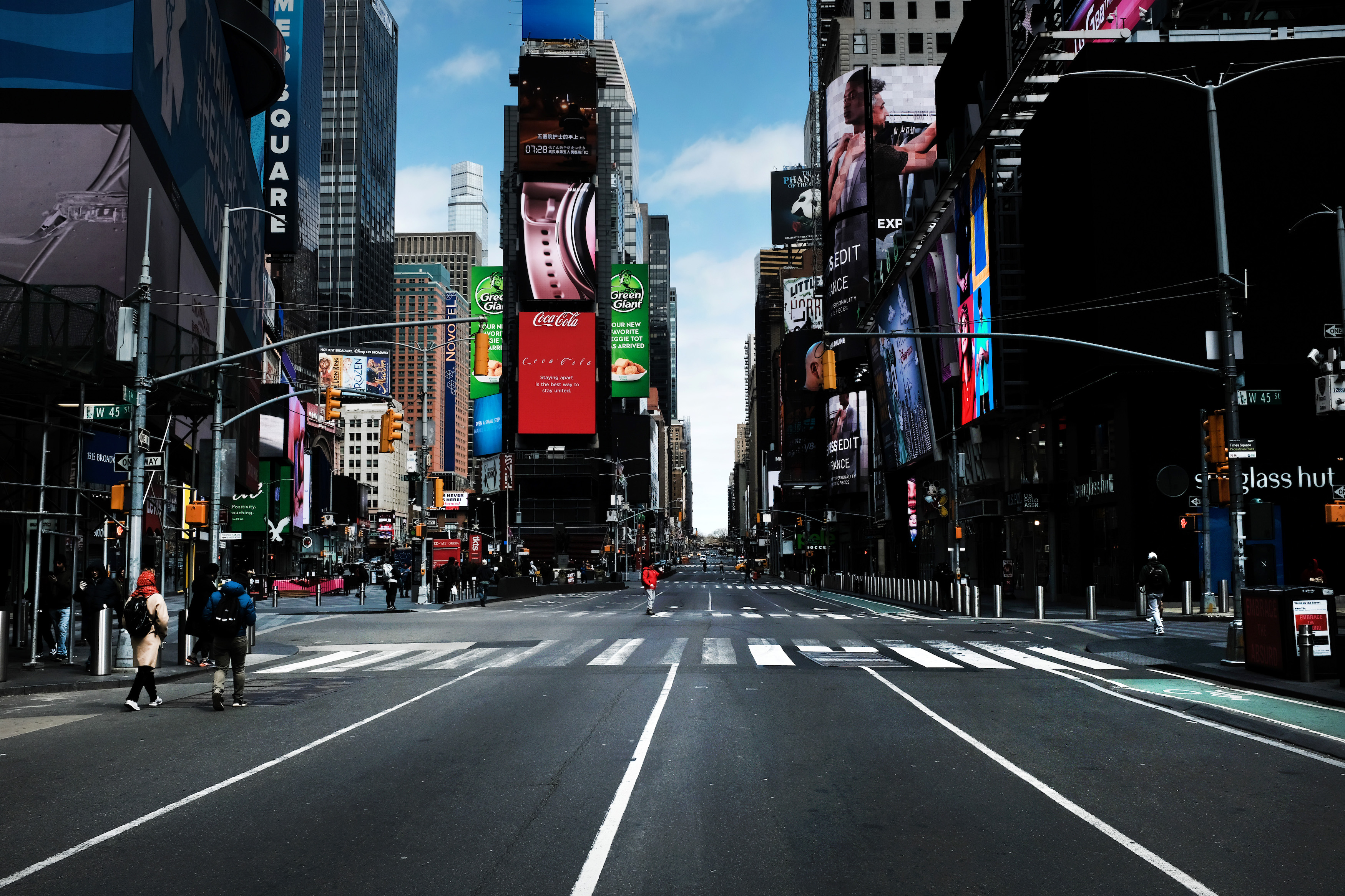 Times Square stands mostly empty