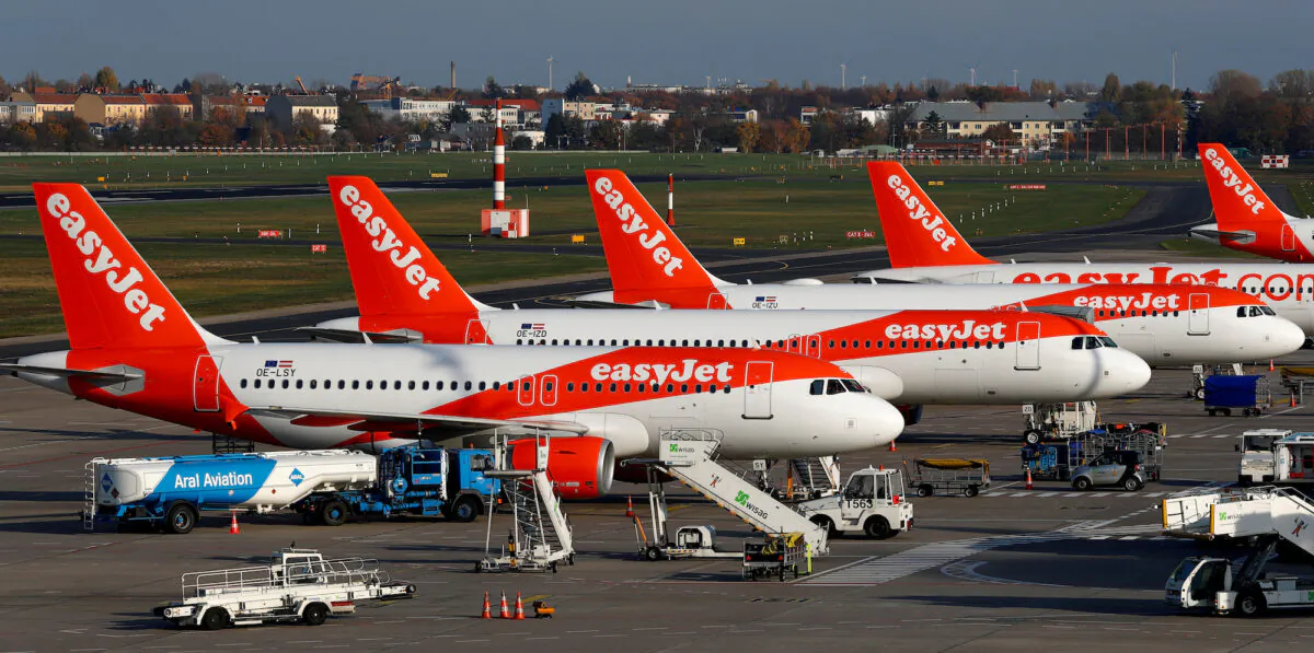 EasyJet airplanes are pictured at Tegel airport in Berlin, Germany, on Nov. 14, 2019. (Reuters/Fabrizio Bensch/File Photo)