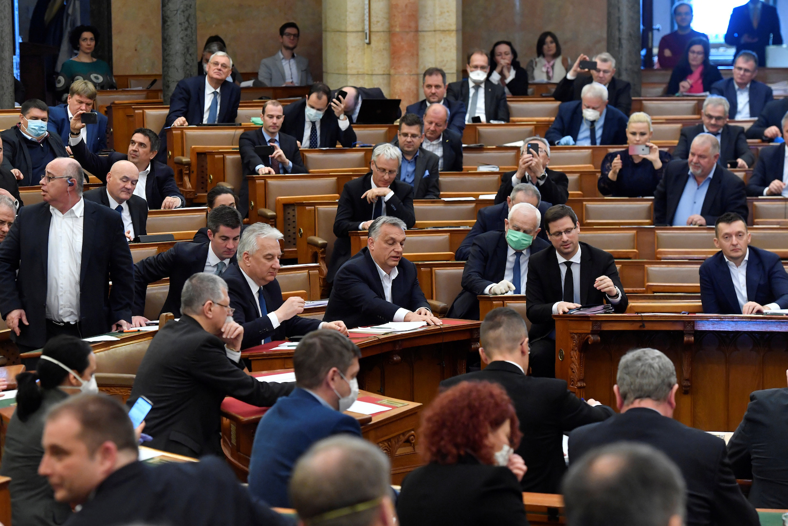 Hungarian Prime Minister Viktor Orban votes the law granting the government special powers to combat the coronavirus disease (COVID-19) crisis