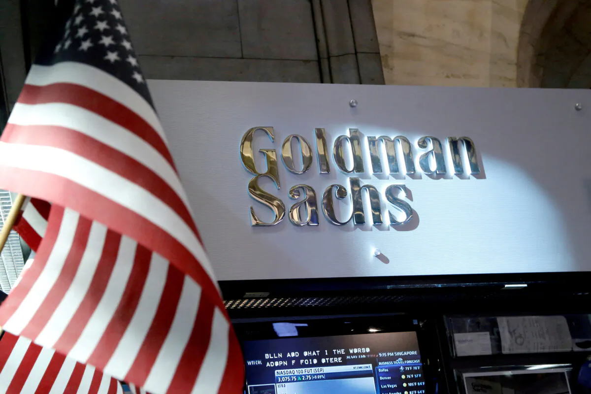 The Goldman Sachs stall on the floor of the New York Stock Exchange in New York on July 16, 2013. (Brendan McDermid/Reuters)