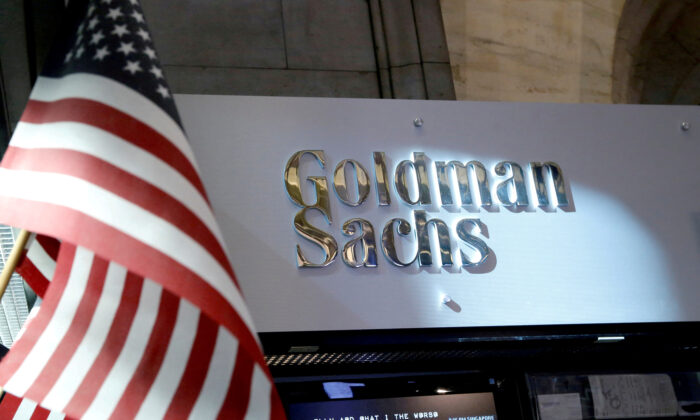 The Goldman Sachs stall on the floor of the New York Stock Exchange in New York on July 16, 2013. (Brendan McDermid/Reuters)