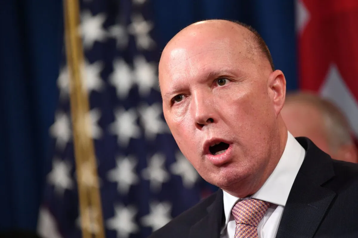 Australia's Minister for Home Affairs Peter Dutton during a press conference at the Department of Justice in Washington, on March 5, 2020. (Mandel Ngan/AFP via Getty Images)