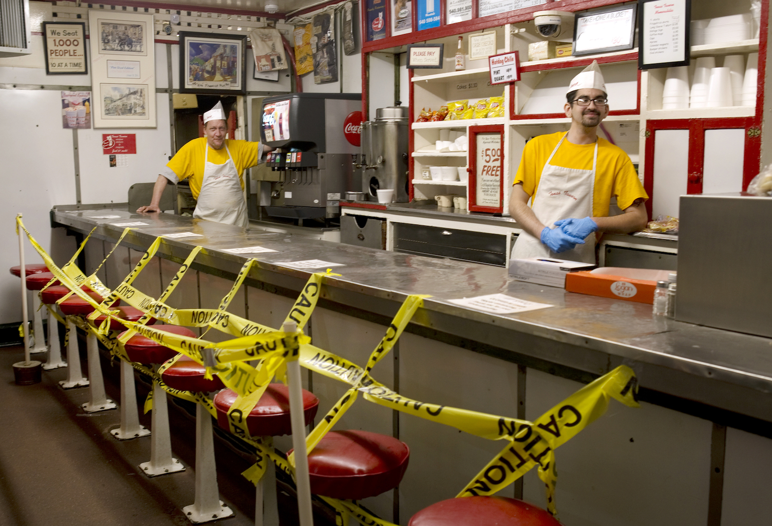 Texas Tavern employees Chris Dobe (L) and Nick Moore