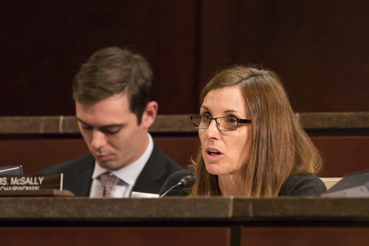 Sen. Martha McSally (R-Ariz.) at the Border and Maritime Security Subcommittee hearing on the threats at the U.S.-Canada border at Capitol Hill in Washington on Nov. 14, 2017. (Samira Bouaou/The Epoch Times)