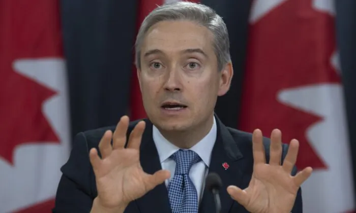 Foreign Affairs Minister Francois-Philippe Champagne responds to a question during a news conference in Ottawa on March 9, 2020. (Adrian Wyld/ The Canadian Press)