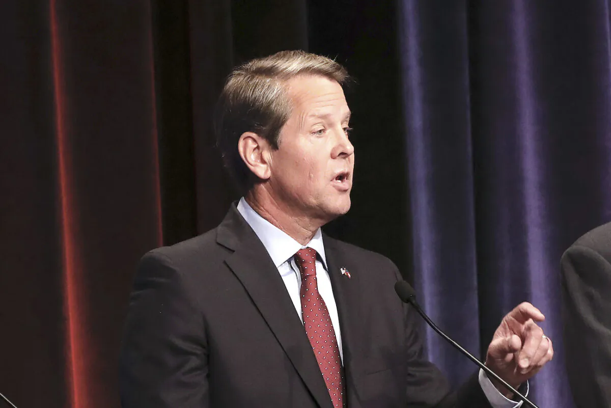 Brian Kemp at Georgia Public Broadcasting in Midtown in Atlanta, Georgia on Oct. 23, 2018. (John Bazemore-Pool/Getty Images)