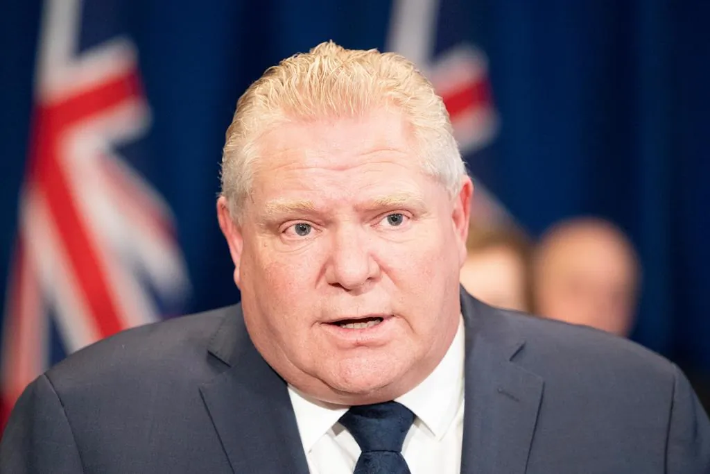 Ontario Premier Doug Ford answers questions during the daily briefing on the COVID-19 pandemic at Queen's Park in Toronto on April 2, 2020. (The Canadian Press/Frank Gunn)