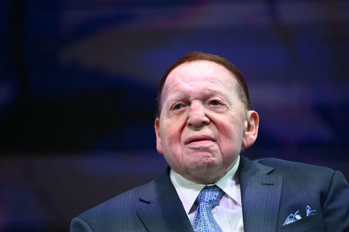 Sheldon Adelson, CEO of Las Vegas Sands, listens to President Donald Trump address the Israeli American Council National Summit 2019 at the Diplomat Beach Resort in Hollywood, Florida, on Dec. 7, 2019. (Mandel Ngan/AFP via Getty Images)