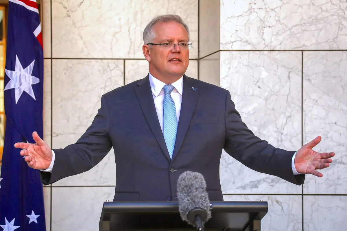 Australian prime minister Scott Morrison, at Australia's Parliament House in Canberra, March 22, 2020. (David Gray/Getty Images)