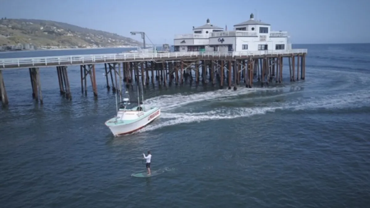A paddleboarder in the Pacific Ocean in Lost Hills, a neighborhood in Calabasas, California, on April 2, 2020. (Lost Hills Sheriff's Station)