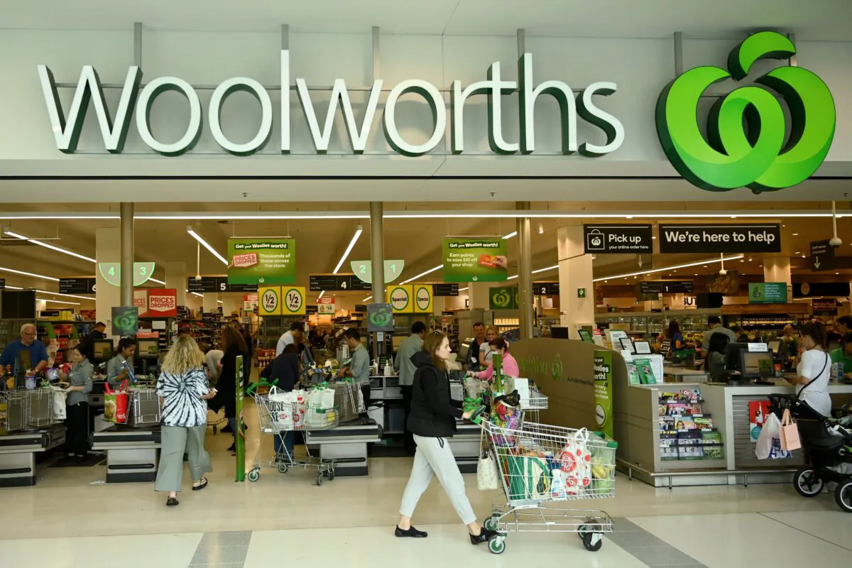 People shop at a Woolworths supermarket in Sydney, Australia on Mar. 17, 2020. (Peter Parks/AFP via Getty Images)