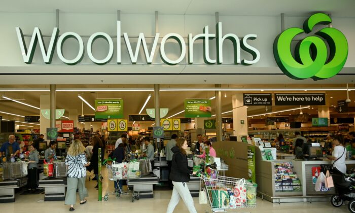 People shop at a Woolworths supermarket in Sydney, Australia on Mar. 17, 2020. (Peter Parks/AFP via Getty Images)