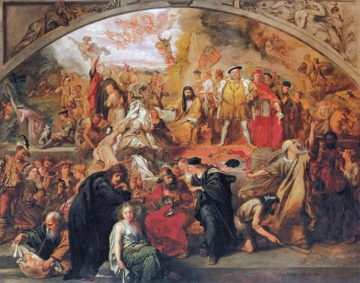 How did the plague influence the writing of Shakespeare’s plays? Sir John Gilbert's 1849 painting “The Plays of William Shakespeare,” containing scenes and characters from several of the Bard’s plays. Daheesh Museum of Art. (Public Domain)