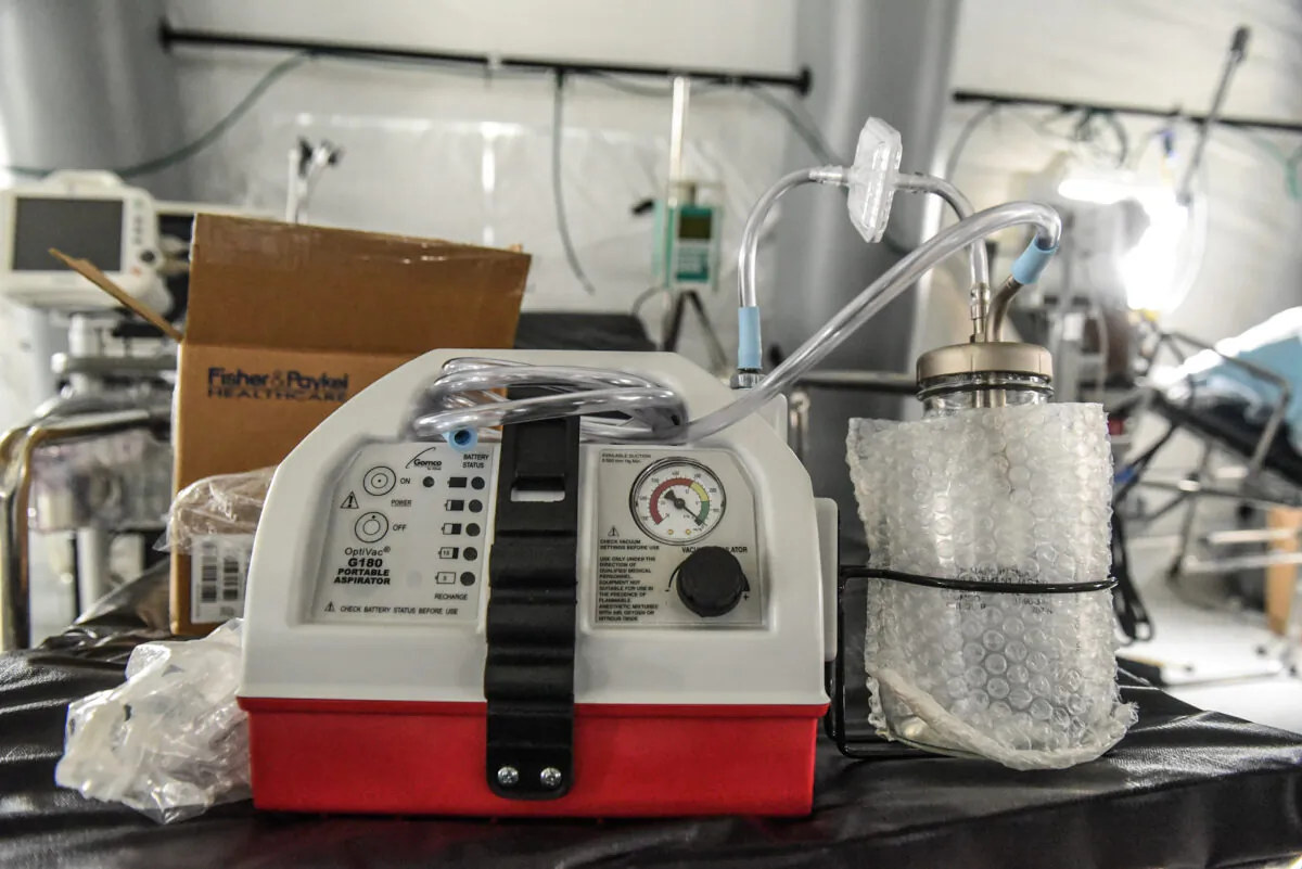 A ventilator and other hospital equipment is seen in an emergency field hospital to aid in the COVID-19 pandemic in Central Park on March 30, 2020 in New York City. (Stephanie Keith/Getty Images)