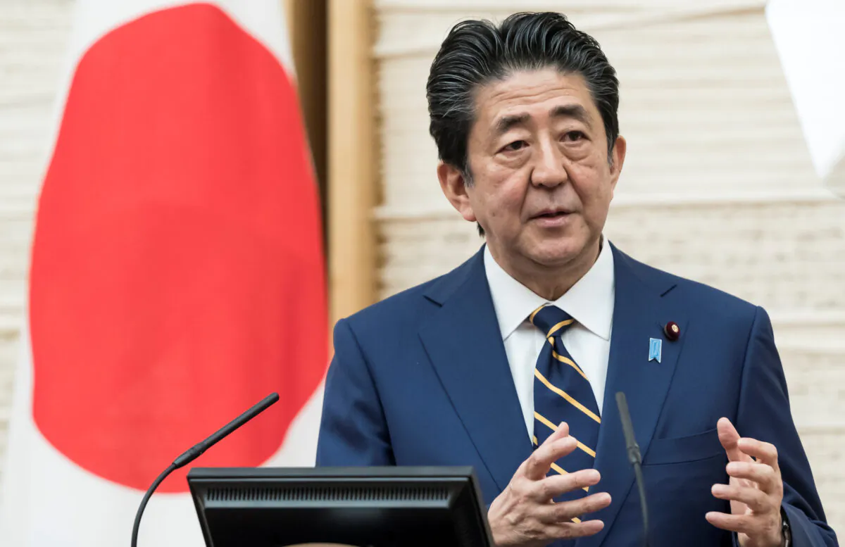 Japan's Prime Minister Shinzo Abe speaks during a press conference at the prime minister's official residence, during the coronavirus disease (COVID-19) outbreak, in Tokyo, Japan, on April 7, 2020. (Tomohiro Ohsumi/Pool via Reuters)