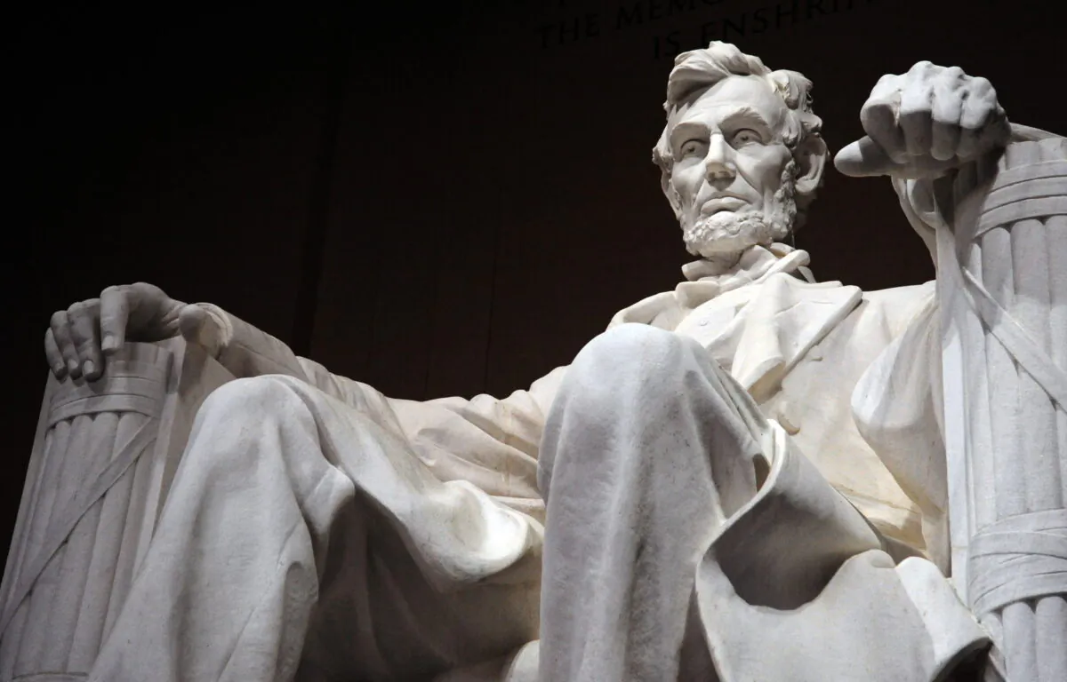 The statue of the 16th President of the United States, Abraham Lincoln, is seen inside the Lincoln Memorial in Washington on Feb. 12, 2009. (Karen Bleier/AFP via Getty Images)