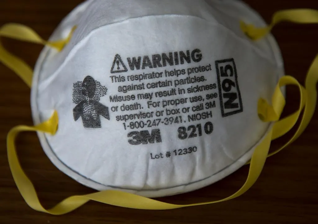 A 3M mask which health care workers are in dire need of is shown in Mississauga, Ont., on April 3, 2020. (The Canadian Press/Nathan Denette)