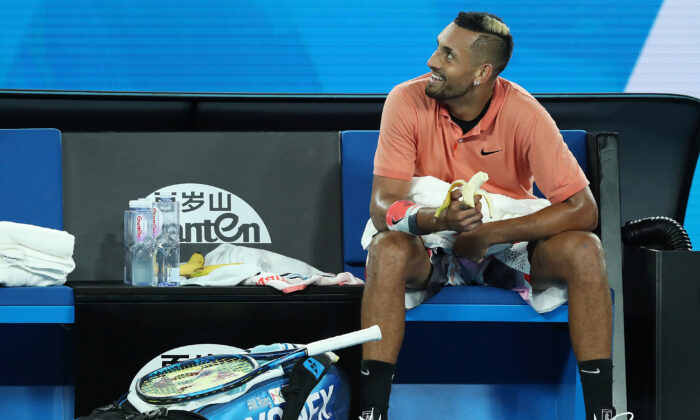 Nick Kyrgios at 2020 Australian Open at Melbourne Park on Jan. 27, 2020 in Melbourne, Australia. (Mark Kolbe/Getty Images)