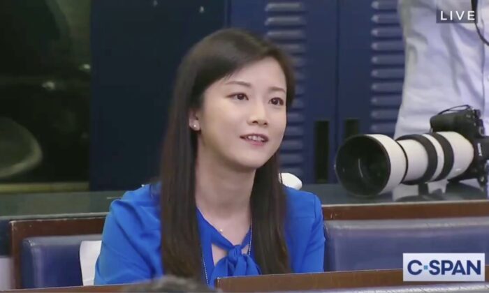 Phoenix TV correspondent Youyou Wang asking President Donald Trump a question at the press briefing in the White House on April 6, 2020. (screenshot/CSPAN)