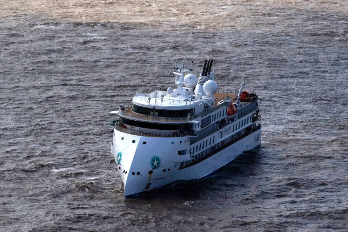 The Greg Mortimer cruise ship in a file photo. (Pablo Porciuncula/AFP via Getty Imag)