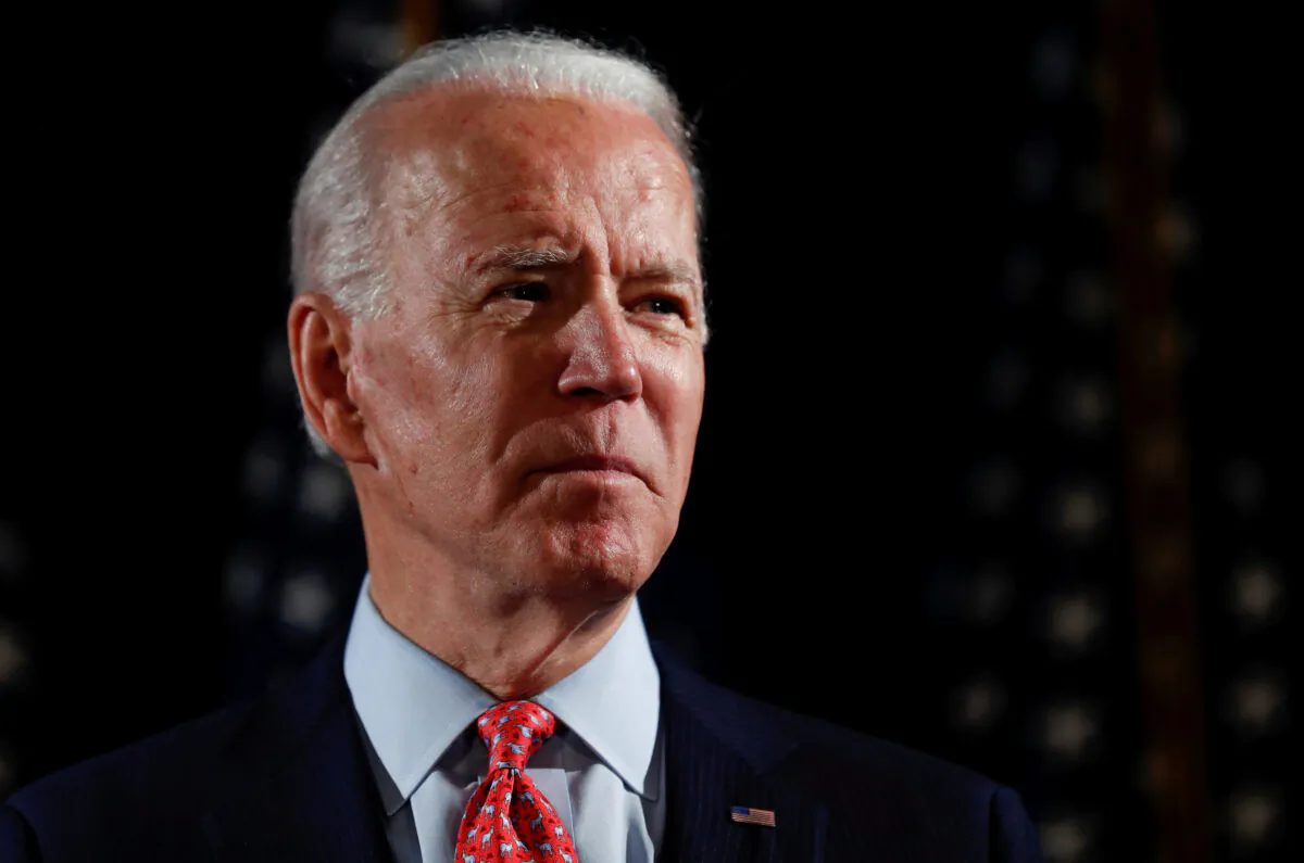 Democratic presidential candidate and former Vice President Joe Biden speaks about responses to the CCP virus pandemic at an event in Wilmington, Delaware on March 12, 2020. (Carlos Barria/Reuters)