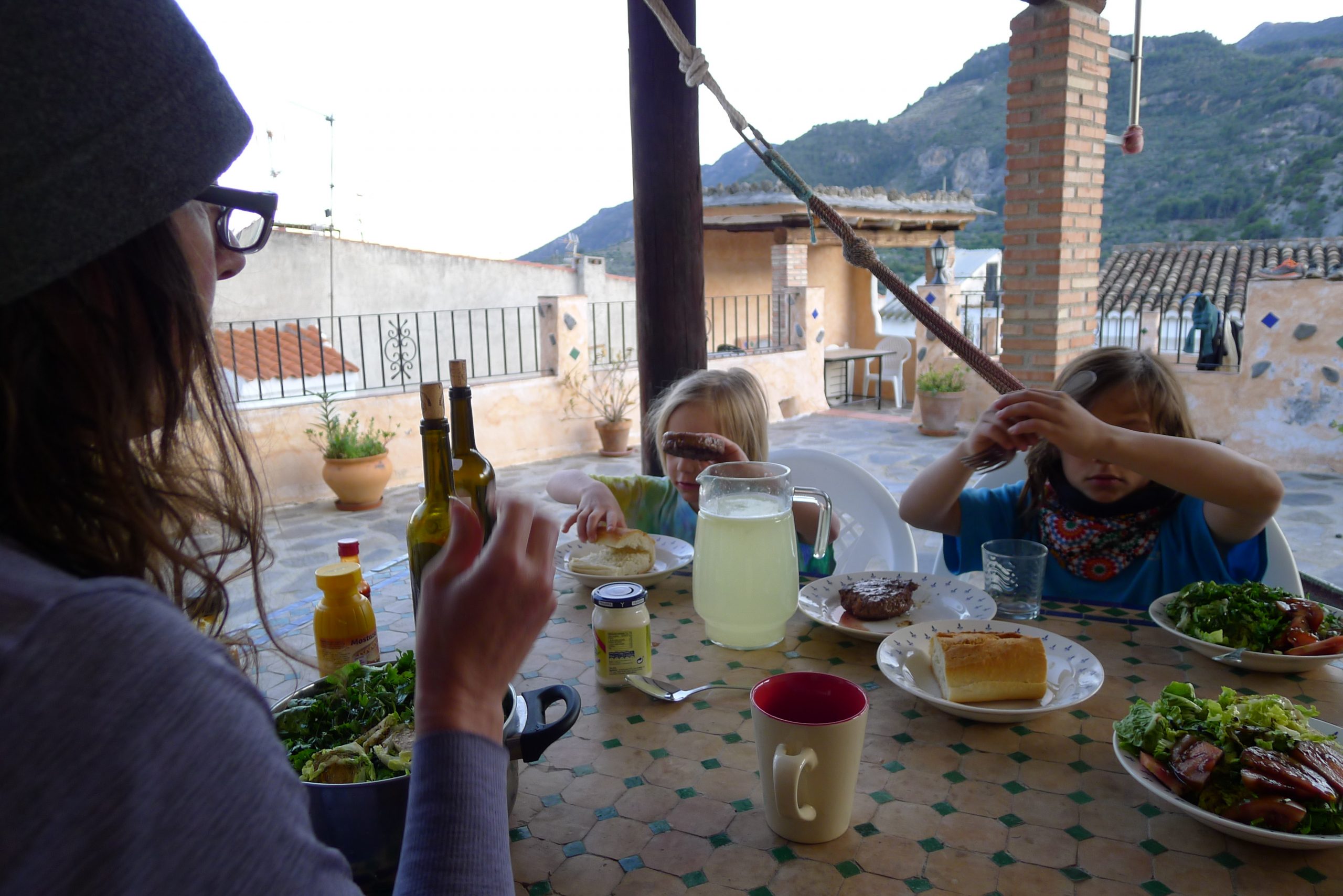 family eating on spanish terrace
