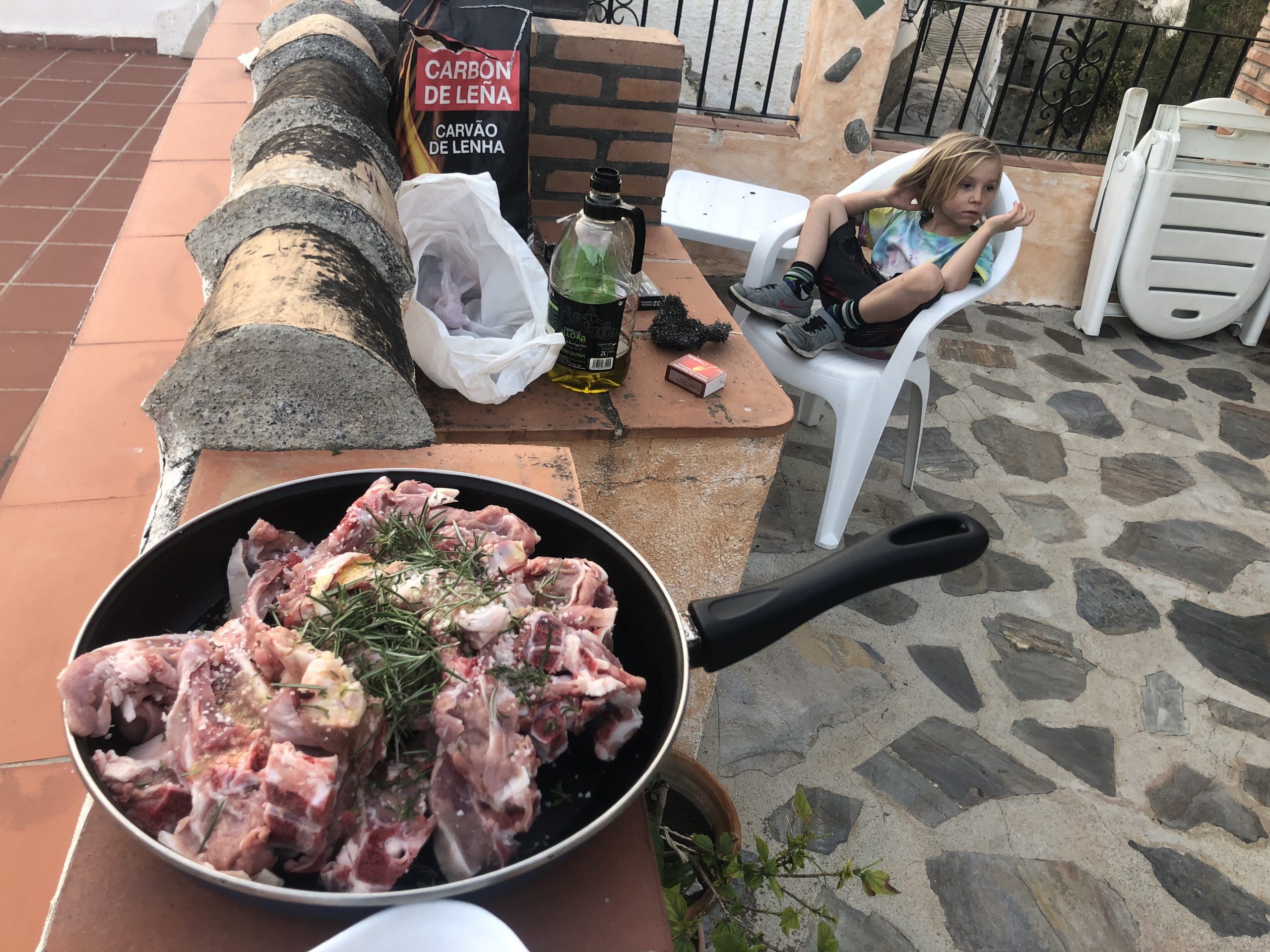 marinating lamb with olive oil wild rosemary and garlic