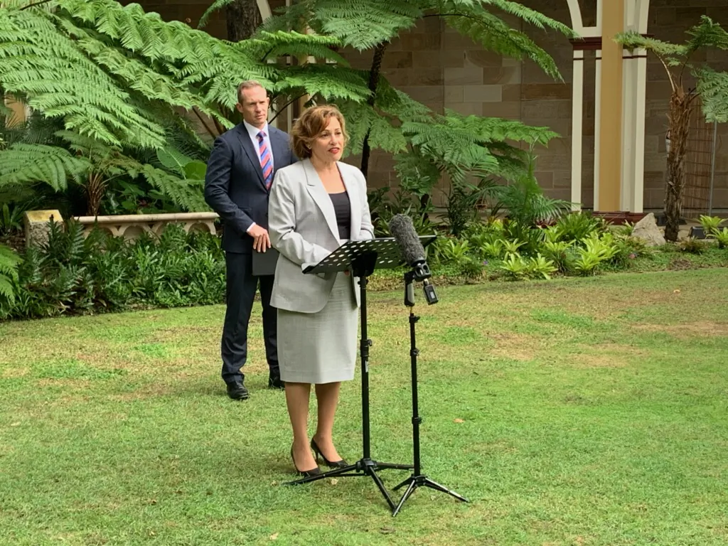 Queensland Deputy Minister Jackie Trad announces new measures to protect renters in Brisbane on April 9, 2020. (Rosie Gilbert/Queensland Government)