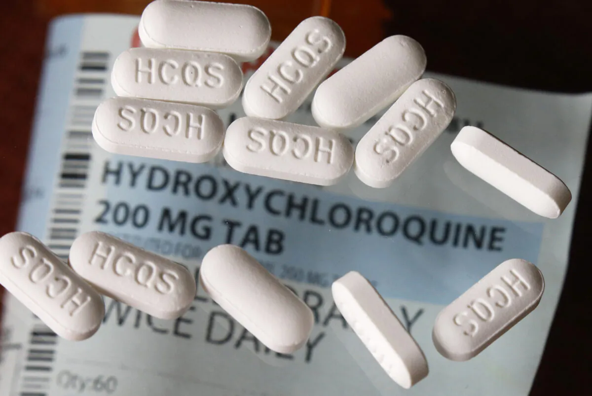 An arrangement of hydroxychloroquine pills in Las Vegas, Nev., on April 6, 2020. (John Locher/AP Photo)